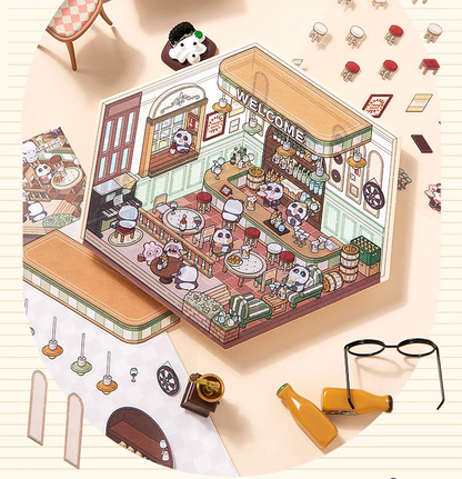 Panda Music Pub, Create Your Beary Cool Lounge! - 3D Miniature Scene Stickers